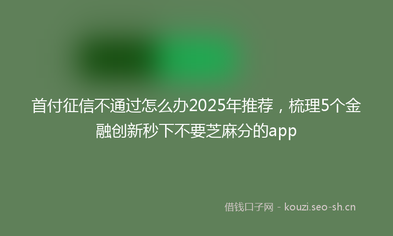 首付征信不通过怎么办2025年推荐，梳理5个金融创新秒下不要芝麻分的app