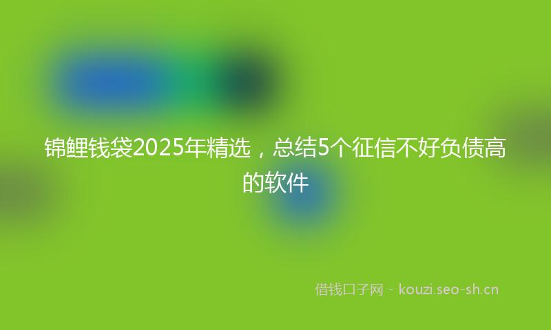 锦鲤钱袋2025年精选,总结5个征信不好负债高的软件