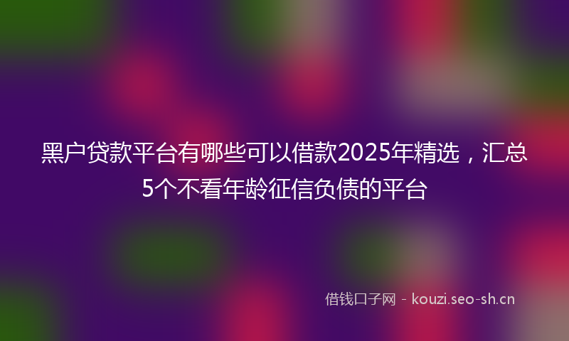 黑户贷款平台有哪些可以借款2025年精选,汇总5个不看年龄征信负债的平台