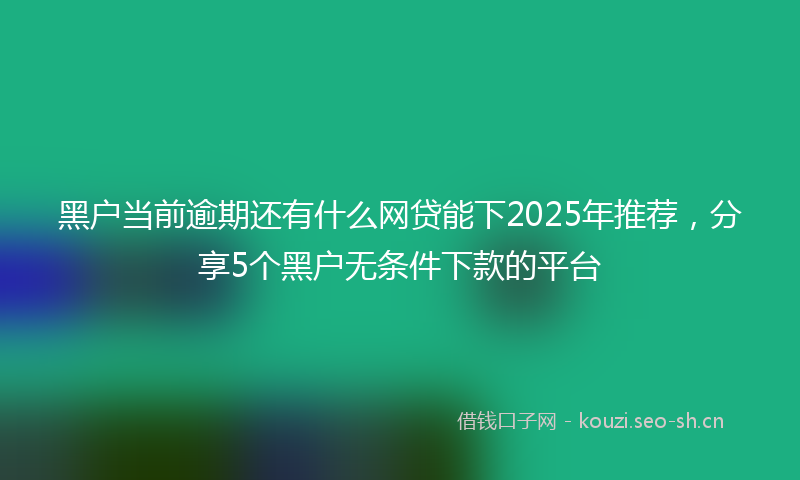 黑户当前逾期还有什么网贷能下2025年推荐,分享5个黑户无条件下款的平台