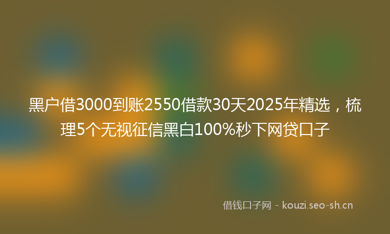 黑户借3000到账2550借款30天2025年精选，梳理5个无视征信黑白100%秒下网贷口子