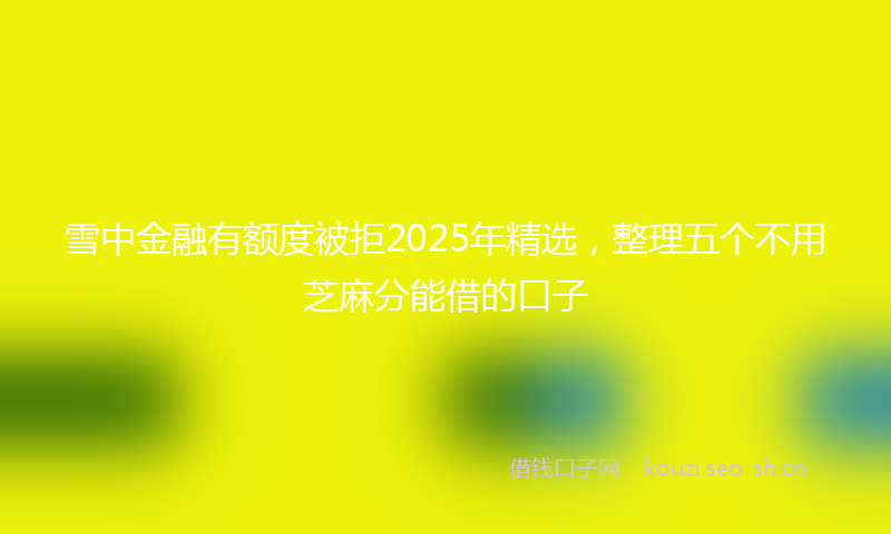雪中金融有额度被拒2025年精选，整理五个不用芝麻分能借的口子
