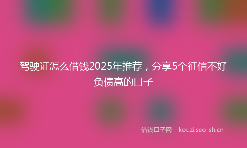驾驶证怎么借钱2025年推荐，分享5个征信不好负债高的口子