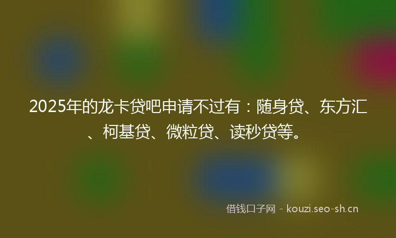 2025年的龙卡贷吧申请不过有：随身贷、东方汇、柯基贷、微粒贷、读秒贷等。