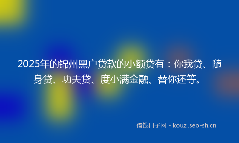 2025年的锦州黑户贷款的小额贷有：你我贷、随身贷、功夫贷、度小满金融、替你还等。