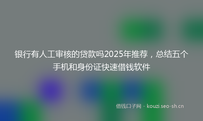银行有人工审核的贷款吗2025年推荐，总结五个手机和身份证快速借钱软件