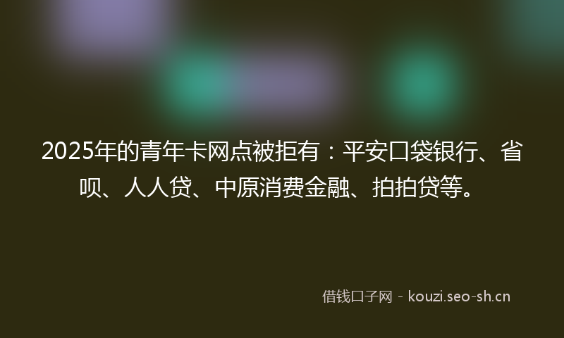 2025年的青年卡网点被拒有：平安口袋银行、省呗、人人贷、中原消费金融、拍拍贷等。
