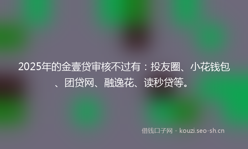 2025年的金壹贷审核不过有：投友圈、小花钱包、团贷网、融逸花、读秒贷等。