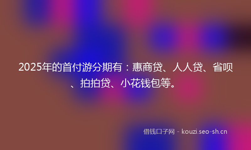 2025年的首付游分期有：惠商贷、人人贷、省呗、拍拍贷、小花钱包等。
