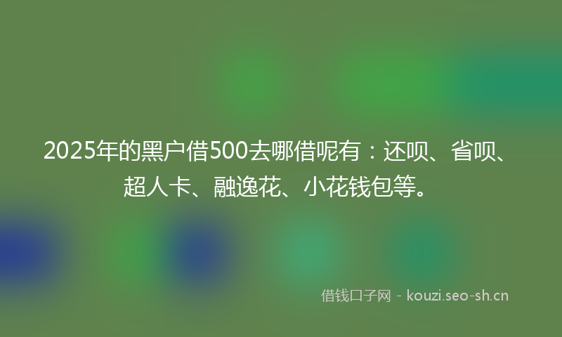 2025年的黑户借500去哪借呢有:还呗、省呗、超人卡、融逸花、小花钱包等。