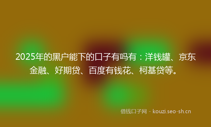 2025年的黑户能下的口子有吗有：洋钱罐、京东金融、好期贷、百度有钱花、柯基贷等。