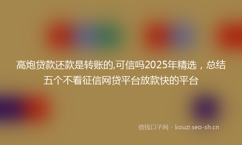 高炮贷款还款是转账的,可信吗2025年精选，总结五个不看征信网贷平台放款快的平台