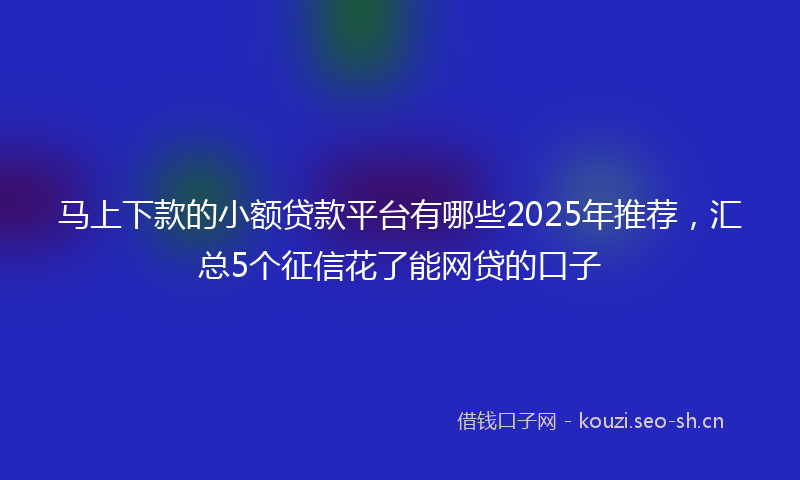 马上下款的小额贷款平台有哪些2025年推荐,汇总5个征信花了能网贷的口子