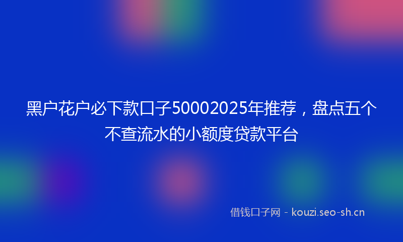 黑户花户必下款口子50002025年推荐，盘点五个不查流水的小额度贷款平台