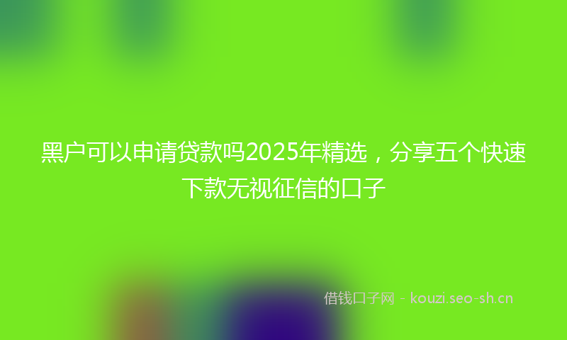 黑户可以申请贷款吗2025年精选，分享五个快速下款无视征信的口子