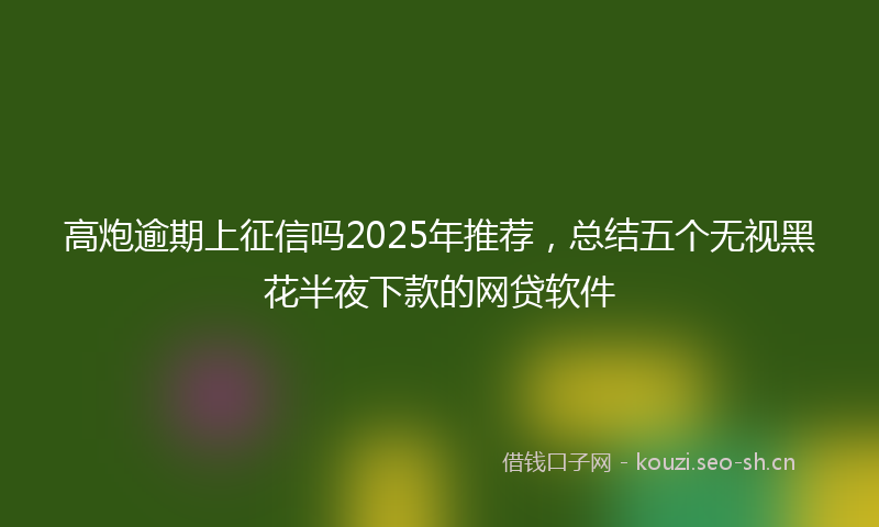 高炮逾期上征信吗2025年推荐，总结五个无视黑花半夜下款的网贷软件