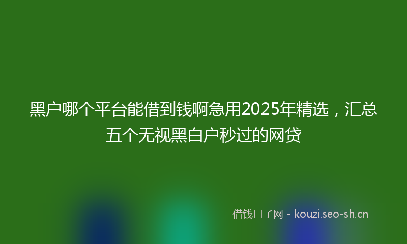 黑户哪个平台能借到钱啊急用2025年精选,汇总五个无视黑白户秒过的网贷