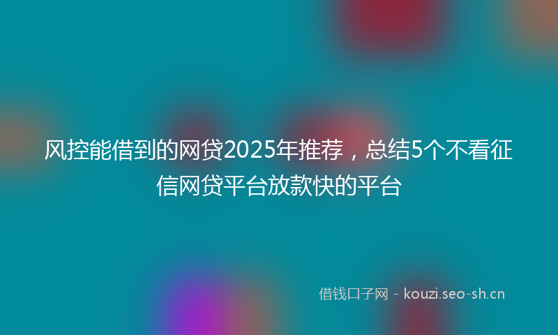 风控能借到的网贷2025年推荐，总结5个不看征信网贷平台放款快的平台
