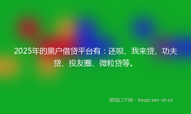 2025年的黑户借贷平台有:还呗、我来贷、功夫贷、投友圈、微粒贷等。