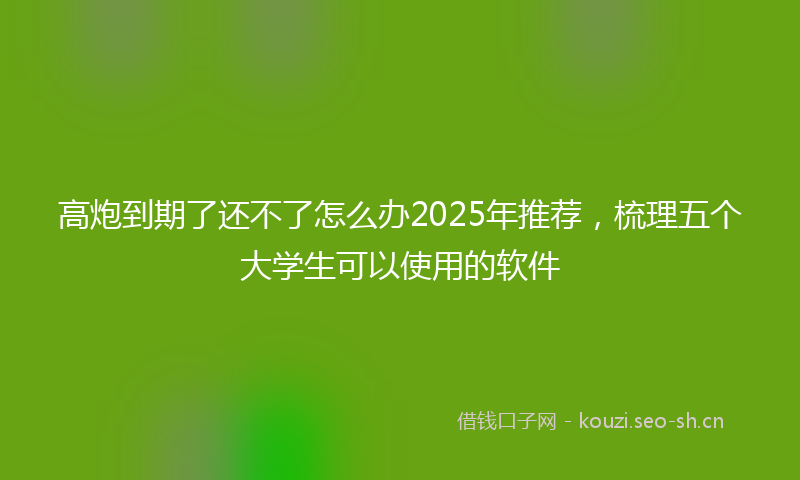 高炮到期了还不了怎么办2025年推荐，梳理五个大学生可以使用的软件