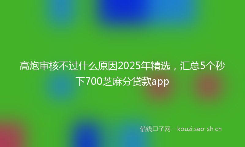 高炮审核不过什么原因2025年精选，汇总5个秒下700芝麻分贷款app
