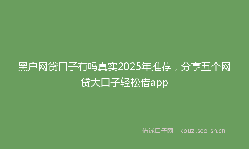 黑户网贷口子有吗真实2025年推荐，分享五个网贷大口子轻松借app