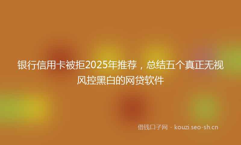 银行信用卡被拒2025年推荐，总结五个真正无视风控黑白的网贷软件