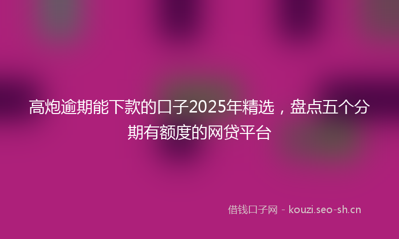 高炮逾期能下款的口子2025年精选，盘点五个分期有额度的网贷平台