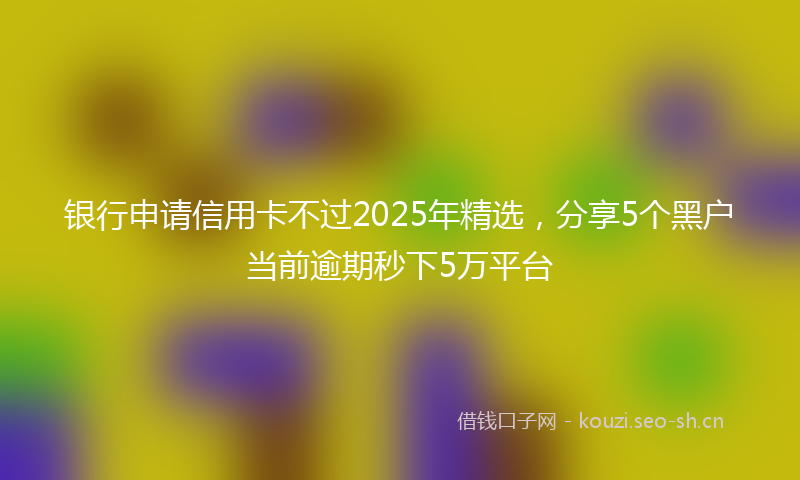 银行申请信用卡不过2025年精选，分享5个黑户当前逾期秒下5万平台