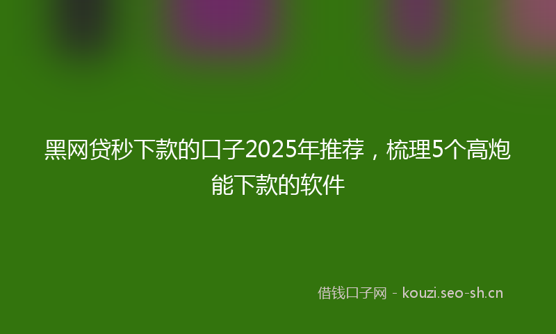 黑网贷秒下款的口子2025年推荐，梳理5个高炮能下款的软件