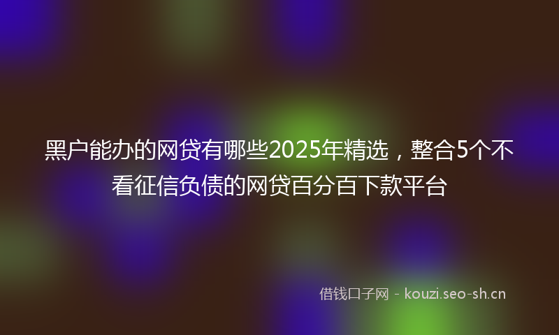 黑户能办的网贷有哪些2025年精选，整合5个不看征信负债的网贷百分百下款平台