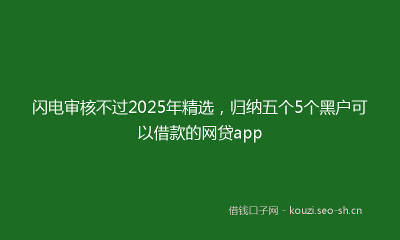 闪电审核不过2025年精选,归纳五个5个黑户可以借款的网贷app