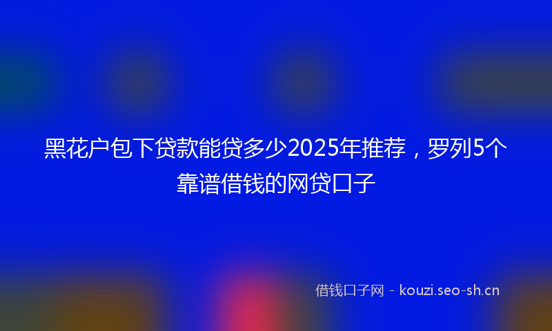 黑花户包下贷款能贷多少2025年推荐，罗列5个靠谱借钱的网贷口子