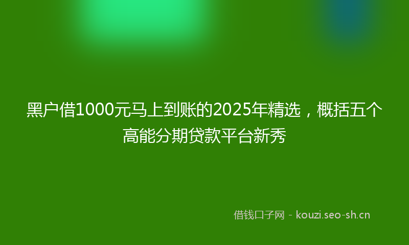 黑户借1000元马上到账的2025年精选,概括五个高能分期贷款平台新秀