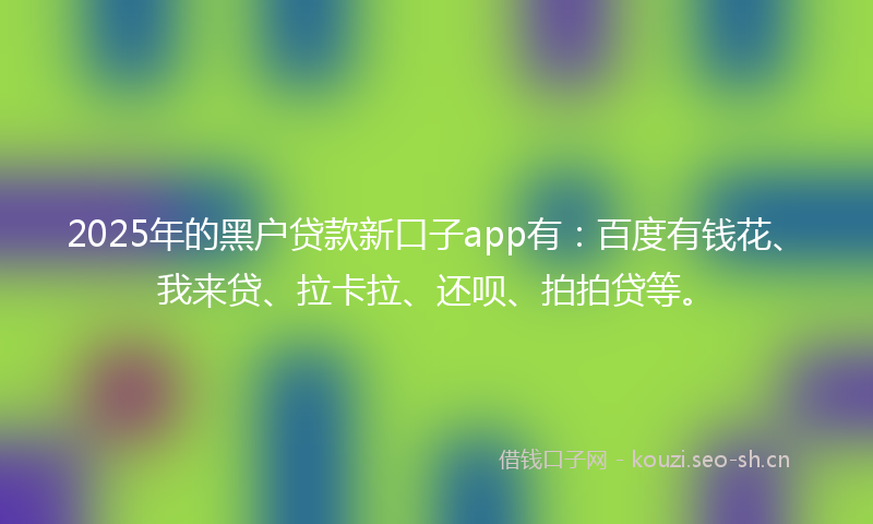 2025年的黑户贷款新口子app有：百度有钱花、我来贷、拉卡拉、还呗、拍拍贷等。