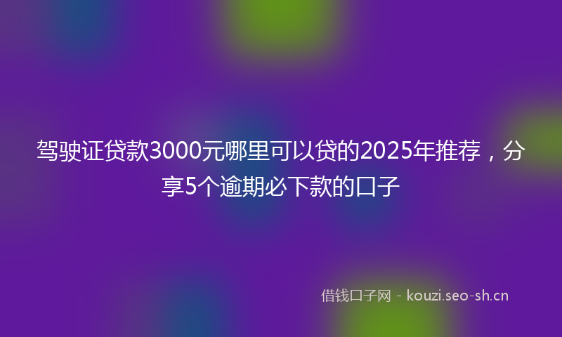 驾驶证贷款3000元哪里可以贷的2025年推荐，分享5个逾期必下款的口子