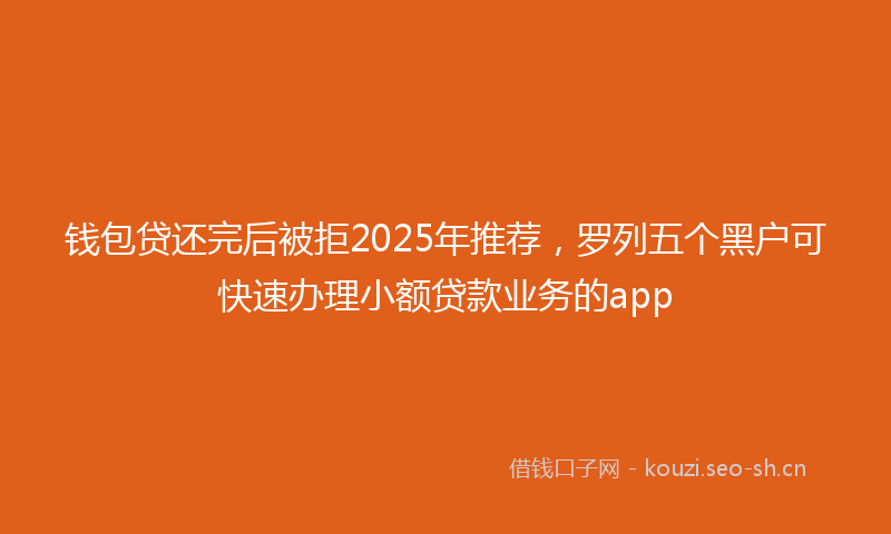 钱包贷还完后被拒2025年推荐，罗列五个黑户可快速办理小额贷款业务的app