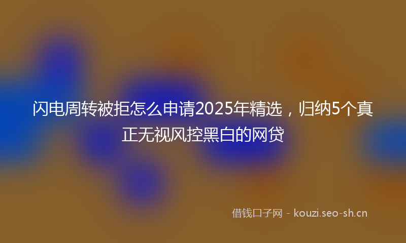 闪电周转被拒怎么申请2025年精选,归纳5个真正无视风控黑白的网贷