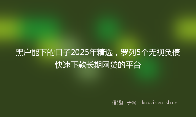 黑户能下的口子2025年精选，罗列5个无视负债快速下款长期网贷的平台