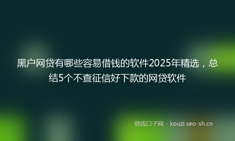 黑户网贷有哪些容易借钱的软件2025年精选，总结5个不查征信好下款的网贷软件