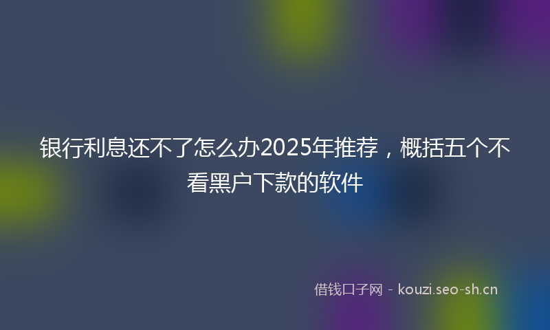 银行利息还不了怎么办2025年推荐，概括五个不看黑户下款的软件