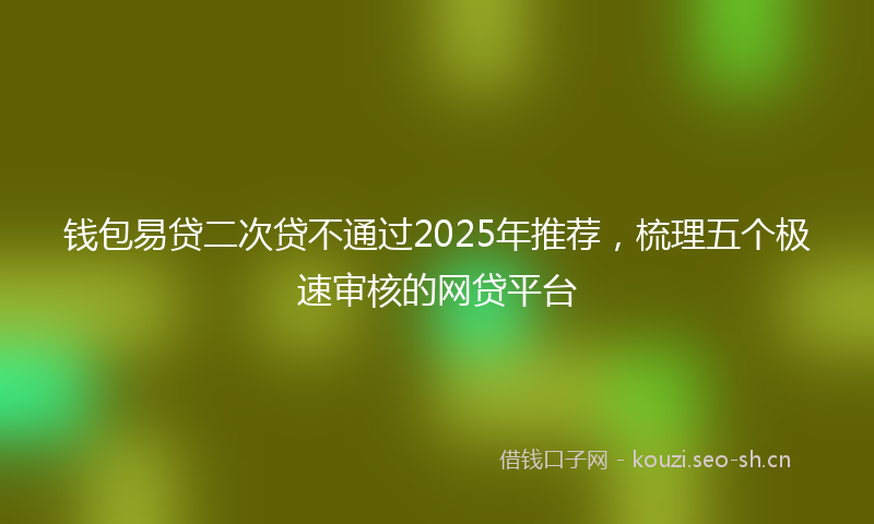 钱包易贷二次贷不通过2025年推荐,梳理五个极速审核的网贷平台