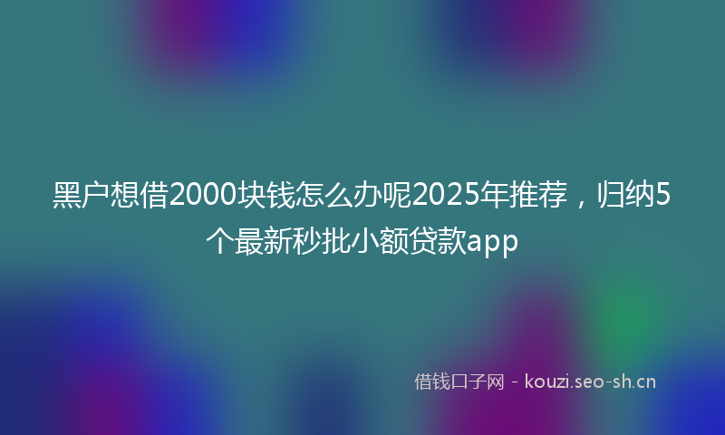 黑户想借2000块钱怎么办呢2025年推荐，归纳5个最新秒批小额贷款app