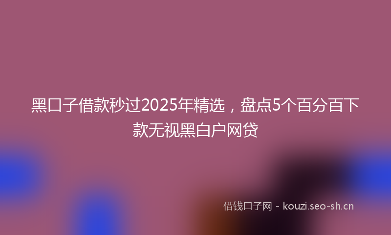 黑口子借款秒过2025年精选，盘点5个百分百下款无视黑白户网贷