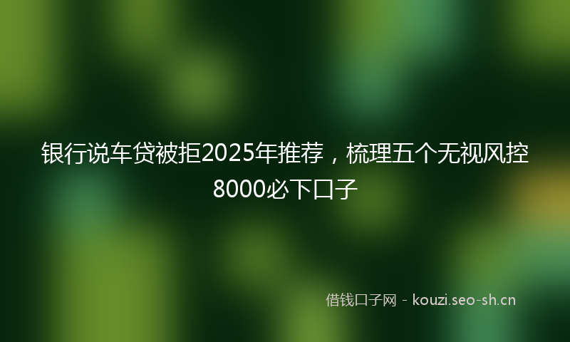 银行说车贷被拒2025年推荐,梳理五个无视风控8000必下口子