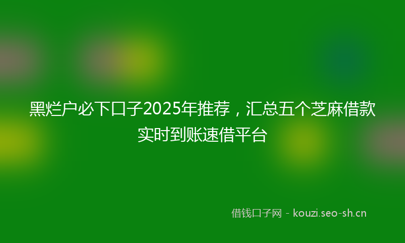 黑烂户必下口子2025年推荐，汇总五个芝麻借款实时到账速借平台