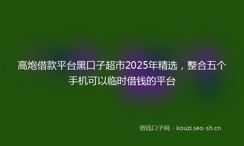 高炮借款平台黑口子超市2025年精选，整合五个手机可以临时借钱的平台