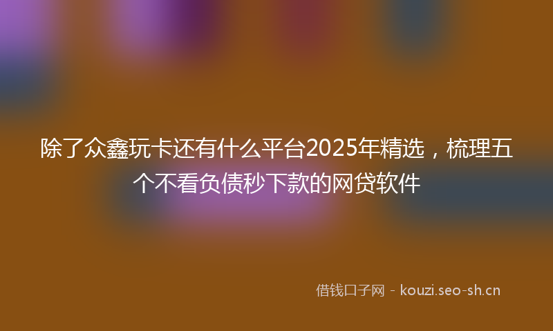 除了众鑫玩卡还有什么平台2025年精选，梳理五个不看负债秒下款的网贷软件