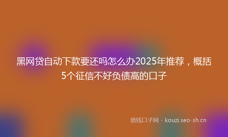 黑网贷自动下款要还吗怎么办2025年推荐，概括5个征信不好负债高的口子