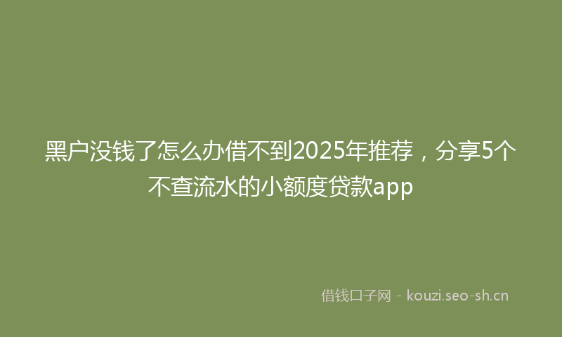 黑户没钱了怎么办借不到2025年推荐，分享5个不查流水的小额度贷款app